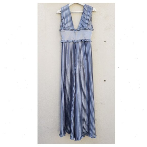 5/$100 SALE - Finders Keepers Stardust Metallic Pleated Jumpsuit Steel Blue - Picture 4 of 10